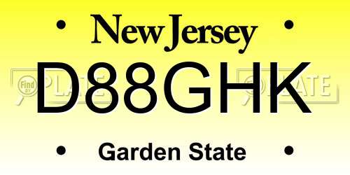 D88GHK New Jersey License Plate