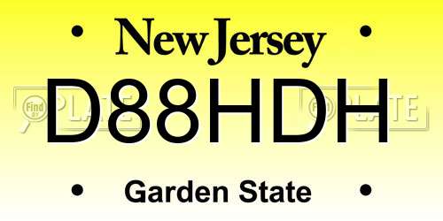 D88HDH New Jersey License Plate