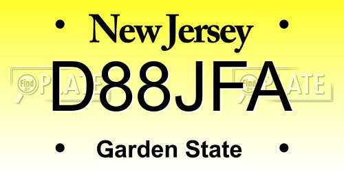 D88JFA New Jersey License Plate