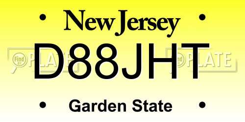D88JHT New Jersey License Plate