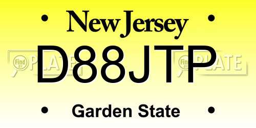 D88JTP New Jersey License Plate