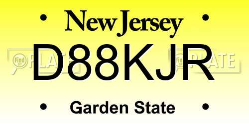 D88KJR New Jersey License Plate