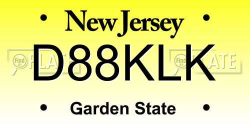 D88KLK New Jersey License Plate