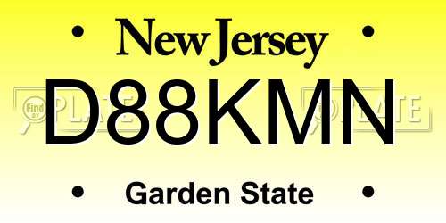 D88KMN New Jersey License Plate