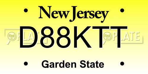D88KTT New Jersey License Plate