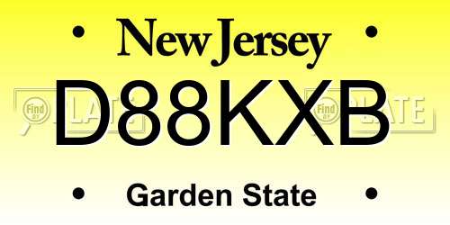 D88KXB New Jersey License Plate