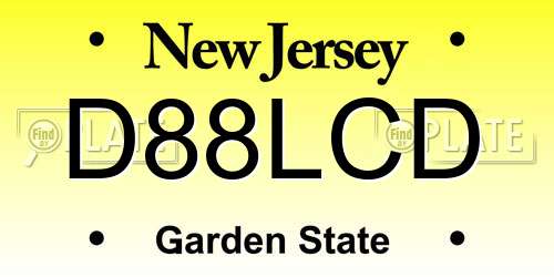 D88LCD New Jersey License Plate