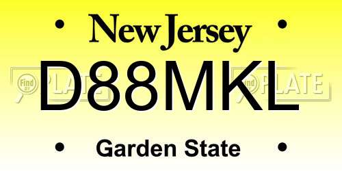 D88MKL New Jersey License Plate