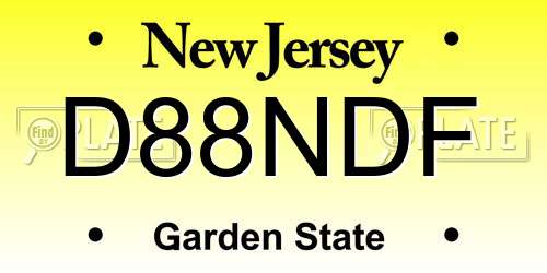 D88NDF New Jersey License Plate
