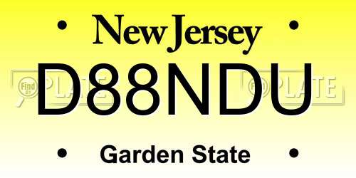 D88NDU New Jersey License Plate