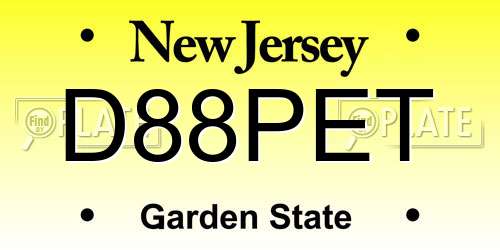 D88PET New Jersey License Plate