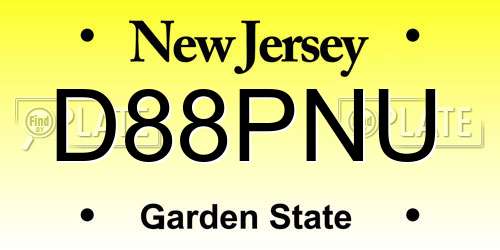 D88PNU New Jersey License Plate