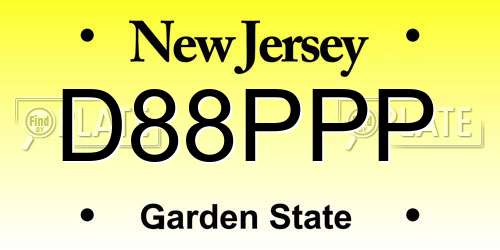 D88PPP New Jersey License Plate
