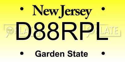 D88RPL New Jersey License Plate