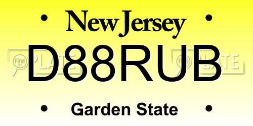 D88RUB New Jersey License Plate