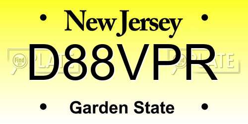 D88VPR New Jersey License Plate