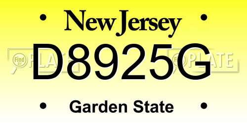 D8925G New Jersey License Plate