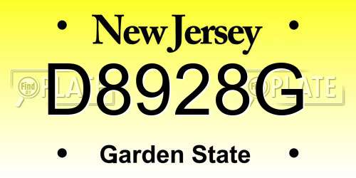 D8928G New Jersey License Plate
