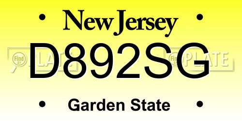 D892SG New Jersey License Plate