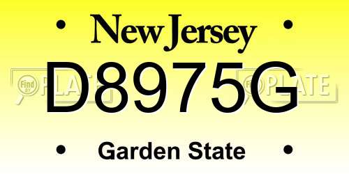 D8975G New Jersey License Plate