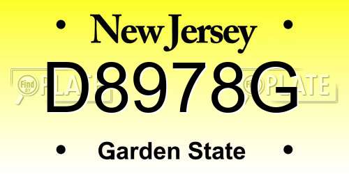 D8978G New Jersey License Plate