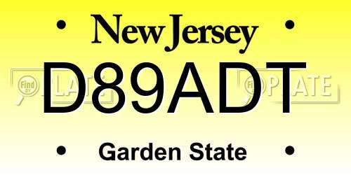 D89ADT New Jersey License Plate