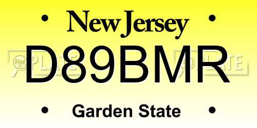 D89BMR New Jersey License Plate