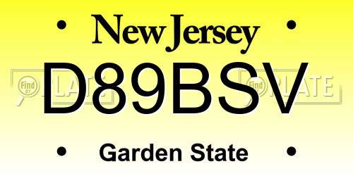 D89BSV New Jersey License Plate