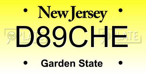 D89CHE New Jersey License Plate