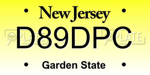 D89DPC New Jersey License Plate