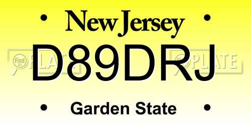 D89DRJ New Jersey License Plate
