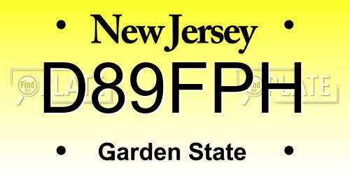 D89FPH New Jersey License Plate