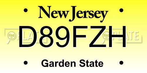 D89FZH New Jersey License Plate
