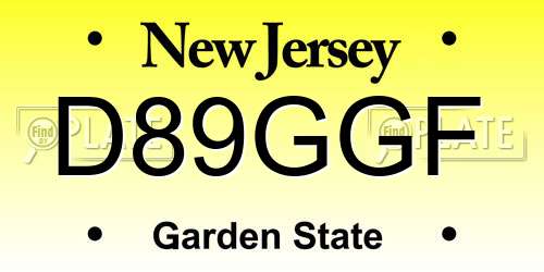 D89GGF New Jersey License Plate