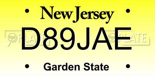 D89JAE New Jersey License Plate