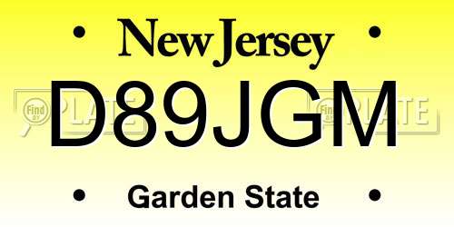 D89JGM New Jersey License Plate
