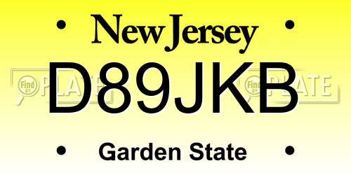 D89JKB New Jersey License Plate