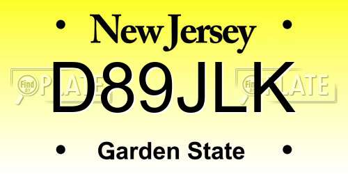D89JLK New Jersey License Plate