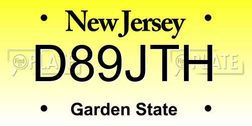 D89JTH New Jersey License Plate