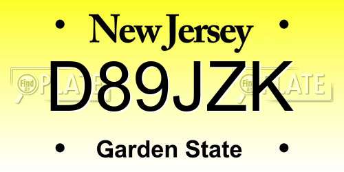 D89JZK New Jersey License Plate