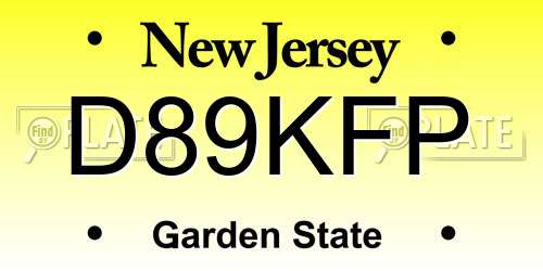 D89KFP New Jersey License Plate