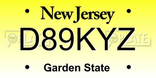 D89KYZ New Jersey License Plate