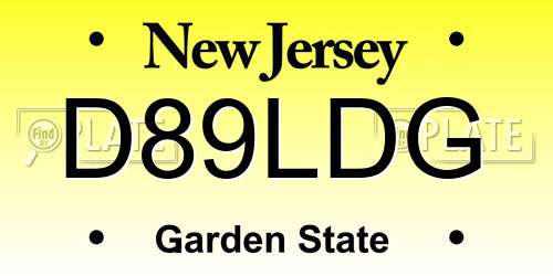 D89LDG New Jersey License Plate