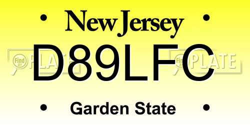 D89LFC New Jersey License Plate
