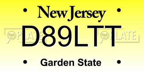 D89LTT New Jersey License Plate