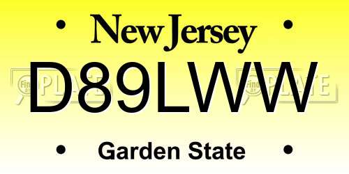D89LWW New Jersey License Plate