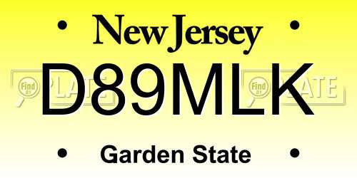 D89MLK New Jersey License Plate