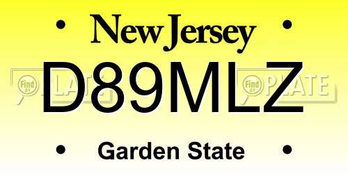 D89MLZ New Jersey License Plate