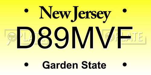 D89MVF New Jersey License Plate