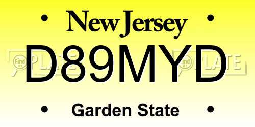 D89MYD New Jersey License Plate
